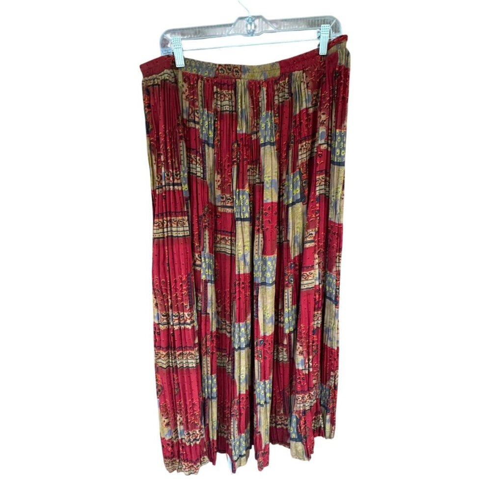 NWT Coldwater Creek VTG Maxi Skirt Size 1X Multicolor Floral Patchwork 100% Rayo